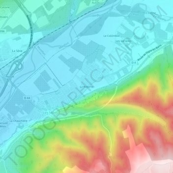 Mappa topografica La Roberte, altitudine, rilievo