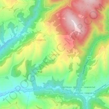 Mappa topografica Collelungo, altitudine, rilievo