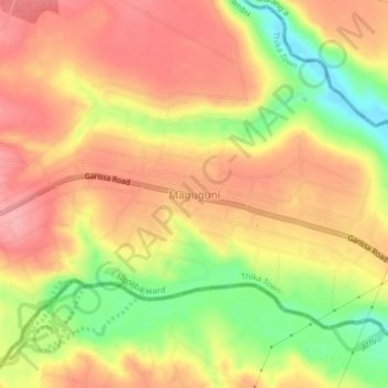 Mappa topografica Maguguni, altitudine, rilievo
