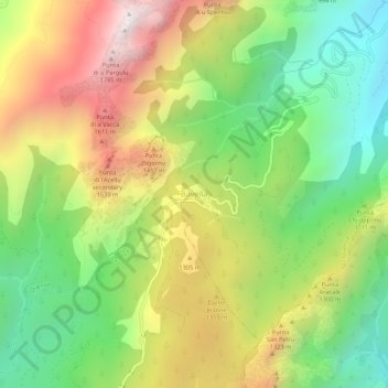 Mappa topografica Bavella, altitudine, rilievo