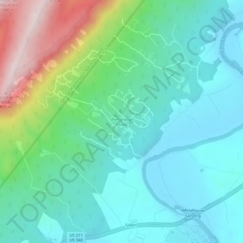 Mappa topografica Shenandoah Forest, altitudine, rilievo