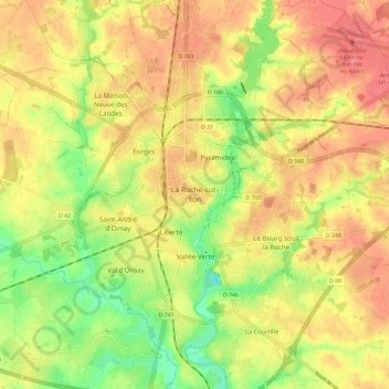 Mappa topografica La Roche-sur-Yon, altitudine, rilievo