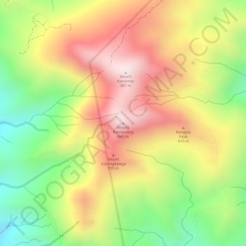 Mappa topografica Mount Batolusong, altitudine, rilievo
