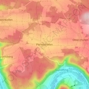 Mappa topografica Perletzhofen, altitudine, rilievo