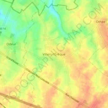 Mappa topografica Villers-l'Évêque, altitudine, rilievo