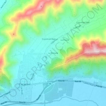 Mappa topografica La Portada, altitudine, rilievo