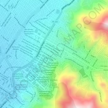 Mappa topografica 4N, altitudine, rilievo