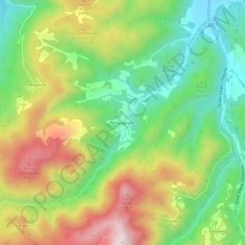 Mappa topografica Pompagnano, altitudine, rilievo