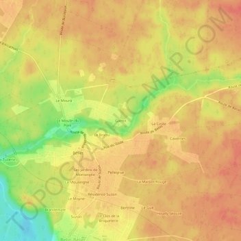 Mappa topografica Garrot, altitudine, rilievo