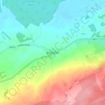 Mappa topografica Buchlyvie, altitudine, rilievo