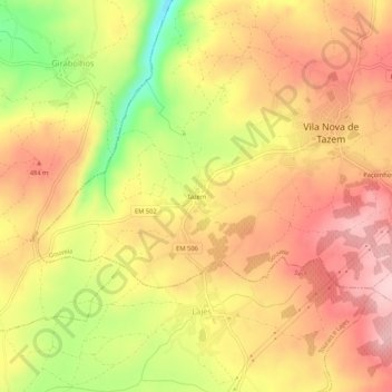 Mappa topografica Tazem, altitudine, rilievo