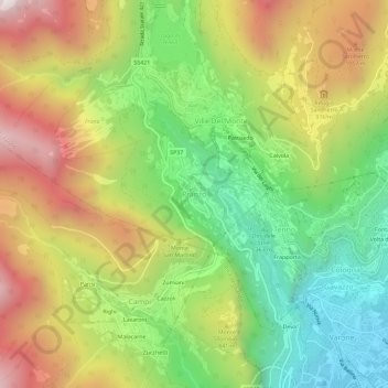 Mappa topografica Pranzo, altitudine, rilievo