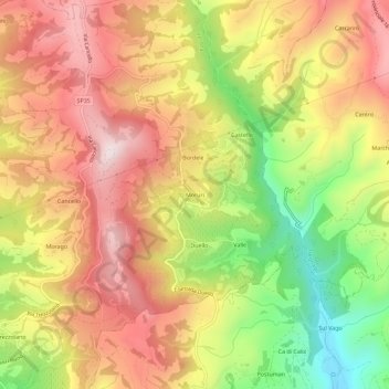 Mappa topografica Moruri, altitudine, rilievo