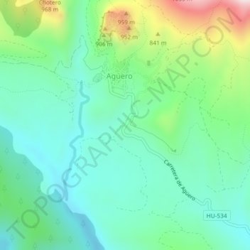 Mappa topografica Aguero & mallos, altitudine, rilievo