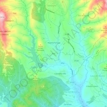 Mappa topografica Asei, altitudine, rilievo