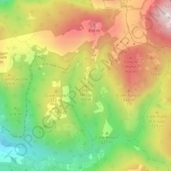 Mappa topografica Colle di Mezzo, altitudine, rilievo