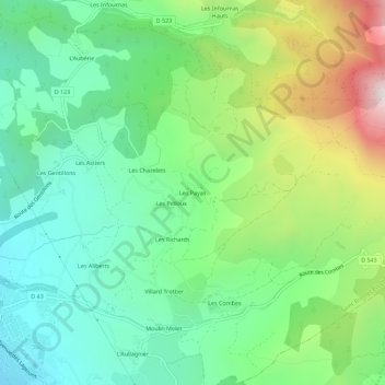 Mappa topografica Les Payas, altitudine, rilievo