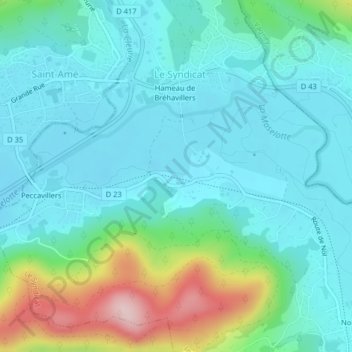 Mappa topografica La Chaviere, altitudine, rilievo