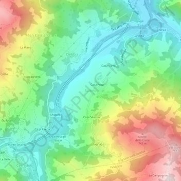 Mappa topografica Saltino, altitudine, rilievo