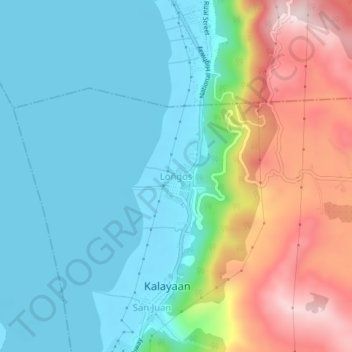 Mappa topografica Loñgos, altitudine, rilievo