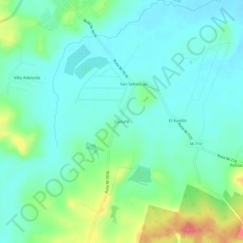 Mappa topografica Liucura, altitudine, rilievo
