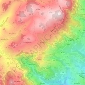Mappa topografica Brûle-Fer, altitudine, rilievo