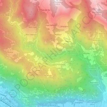 Mappa topografica Ravoire, altitudine, rilievo