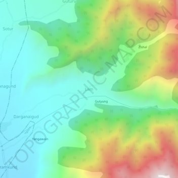 Mappa topografica Lam, altitudine, rilievo