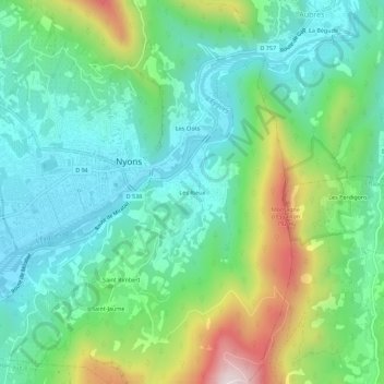 Mappa topografica Les Rieux, altitudine, rilievo