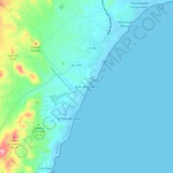 Mappa topografica Pozo del Esparto, altitudine, rilievo