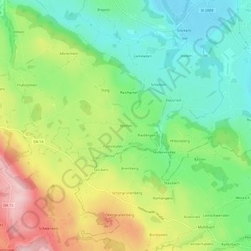 Mappa topografica Wolfen, altitudine, rilievo