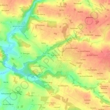 Mappa topografica Bois Gestin, altitudine, rilievo