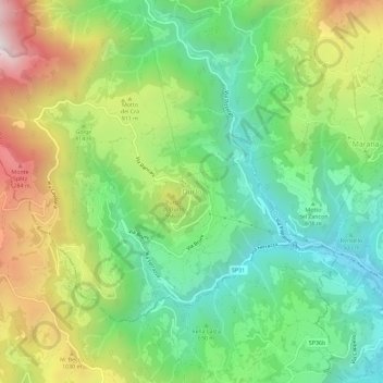 Mappa topografica Durlo, altitudine, rilievo
