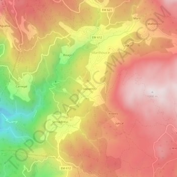 Mappa topografica Sequeiro, altitudine, rilievo