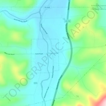 Mappa topografica Covington, altitudine, rilievo