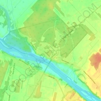 Mappa topografica Odanak, altitudine, rilievo