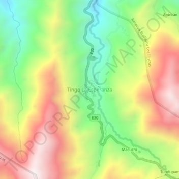 Mappa topografica Tingo La Esperanza, altitudine, rilievo