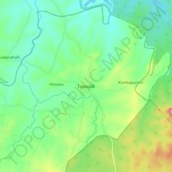 Mappa topografica Talavadi, altitudine, rilievo