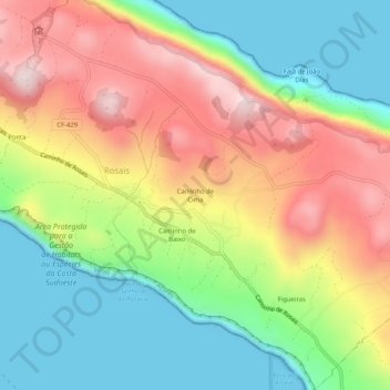 Mappa topografica Caminho de Cima, altitudine, rilievo