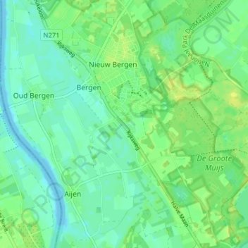 Mappa topografica Bergsche Heide, altitudine, rilievo
