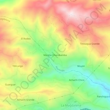 Mappa topografica Masma Churubamba, altitudine, rilievo