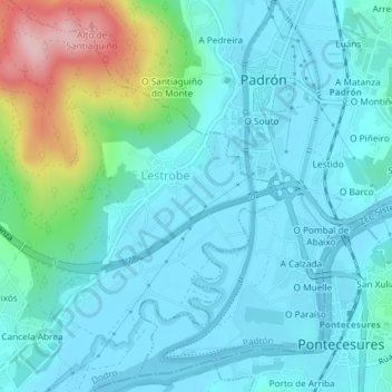 Mappa topografica A Pela, altitudine, rilievo