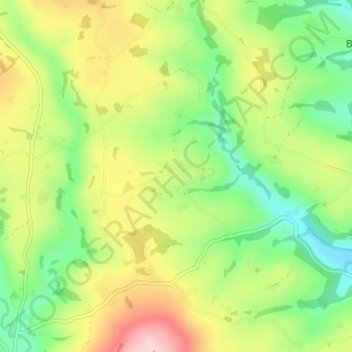 Mappa topografica Lower Maes-coed, altitudine, rilievo