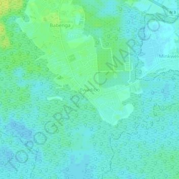 Mappa topografica Bwadibo, altitudine, rilievo