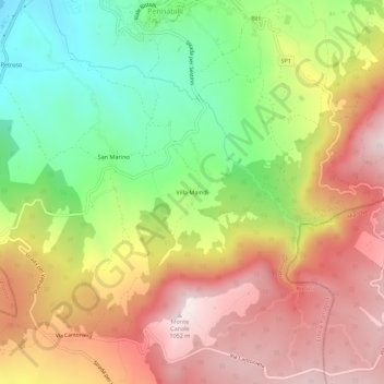 Mappa topografica Villa Maindi, altitudine, rilievo