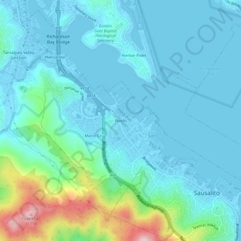 Mappa topografica Waldo, altitudine, rilievo