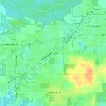 Mappa topografica Clarkwild, altitudine, rilievo