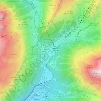 Mappa topografica Les Frasserands, altitudine, rilievo