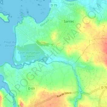 Mappa topografica Brenesquen, altitudine, rilievo