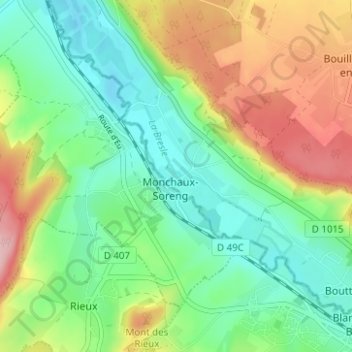 Mappa topografica Ansennes, altitudine, rilievo